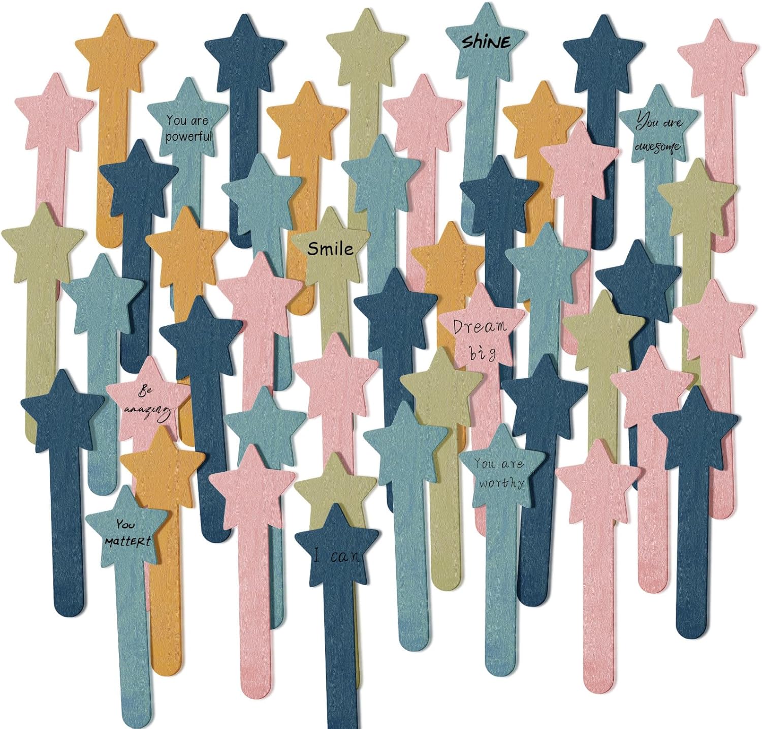 200 Pcs Wood Star Craft Sticks Stars Name Sticker Boho Classroom Decoration Morandi Flip Sticks for Student Crafts Teacher Fan Flip Sticks DIY Behavior Management Tool