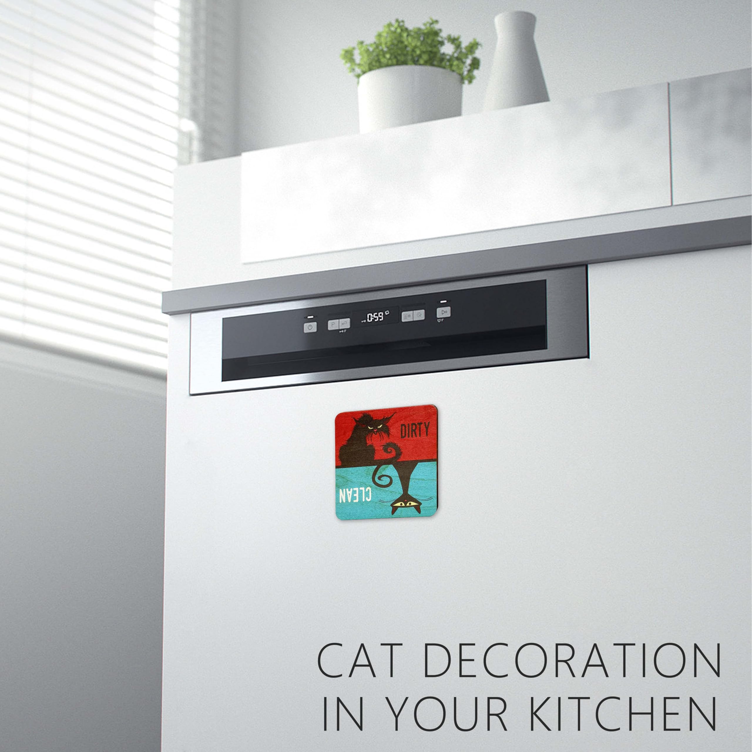 Cat Unicorn Dishwasher Magnet - Clean/Dirty Sign With Adhesive For Non-Magnetic Surfaces - View #12