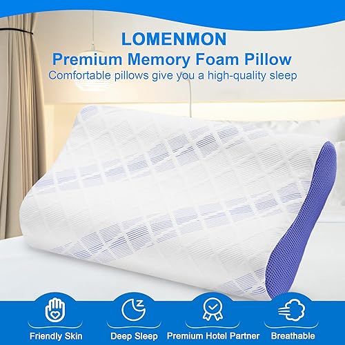 Miniatura 7 de Almohadas de espuma viscoelástica sándwich tamaño Queen, almohada cervical de contorno ergonómico para dormir de lado y espalda, almohada ortopédica