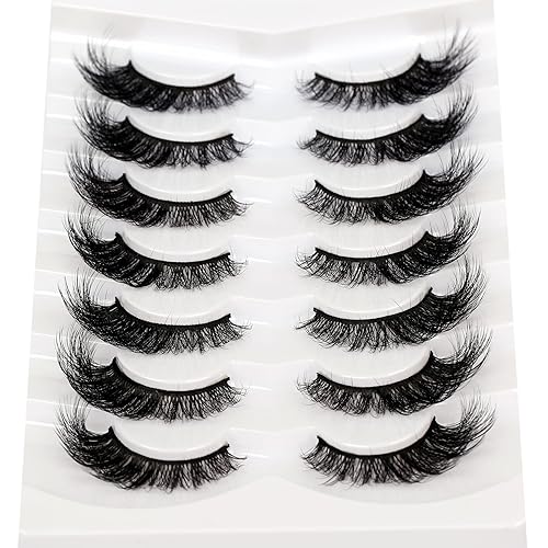 Miniatura 224 de Pooplunch Pestañas postizas de pelo de visón sintético, estilo de ojo de gato, paquete de pestañas postizas naturales esponjosas, paquete múltiple