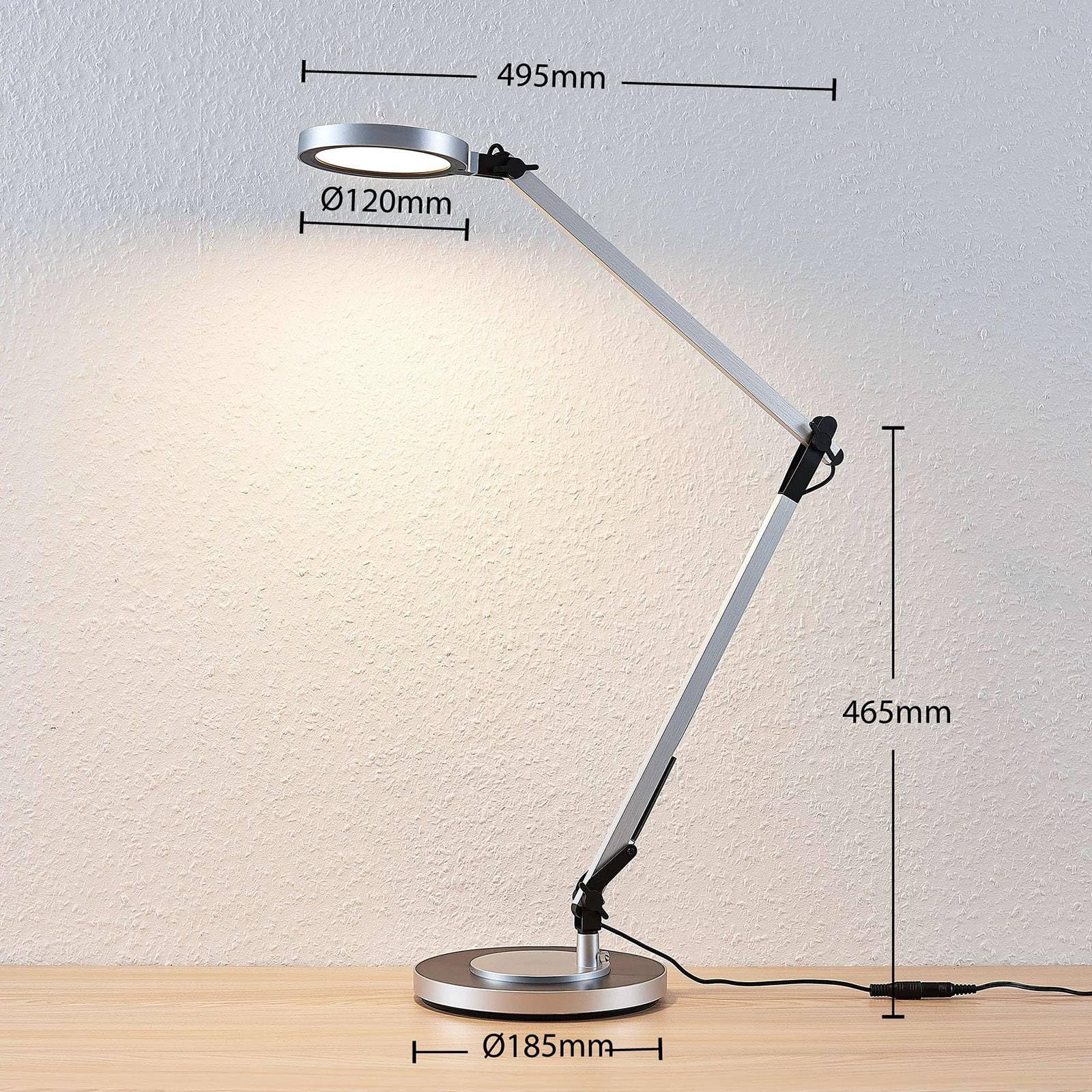 Lindby LED Tischlampe Rilana dimmbar (Modern) in Alu aus Metall (1 flammig,) - Tischleuchte Schreibtischlampe Nachttischlampe Arbeitszimmerleuchte