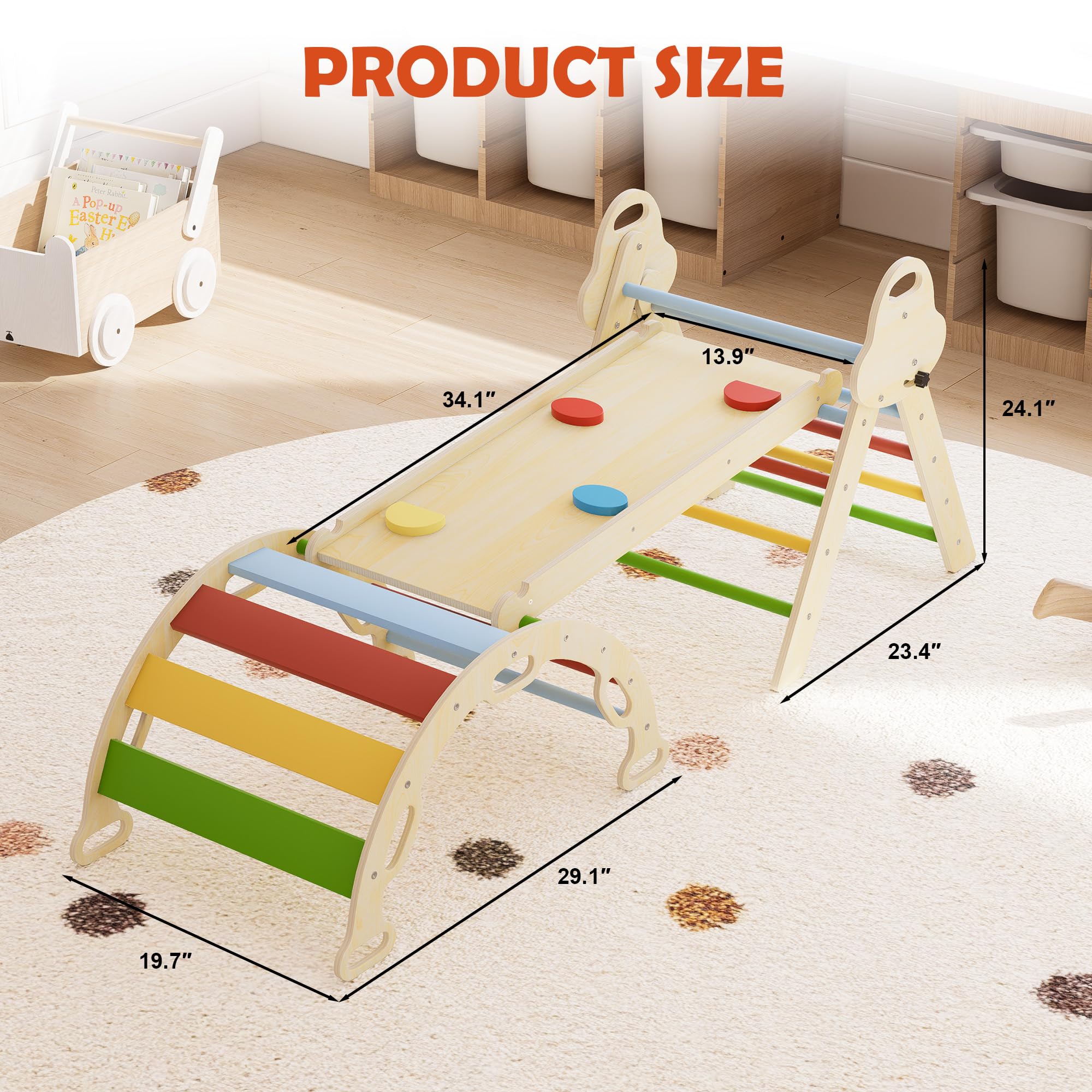 Pikler - Juego de triángulos 7 en 1 para niños pequeños, juguetes de escalada plegables para bebés, juguetes de escalada Montessori de madera con arco, rampa, escalera para 1-3 años, gimnasio de la 2