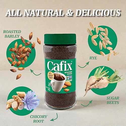 Miniatura 3 de Cafix Alternativa al café de achicoria instantánea totalmente natural, gran sabor, rico y audaz, cero cafeína, tarro de 7.05 onzas (paquete de 12)