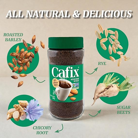 Cafix All Natural Instant Chicory Coffee Alternative, Great-Tasting, Rich and Bold, Zero Caffeine - 7.05oz Jar (Pack of 12)