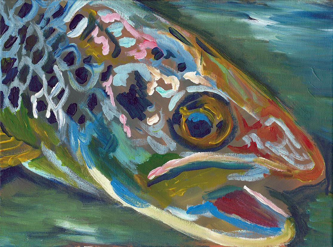Trout Art Print, Fly Fishing Gift Trout Fishing Wall Art