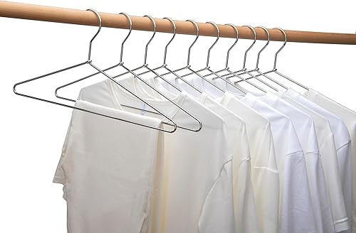 Miniatura 5 de Perchas de metal sólido y resistente, colgador de ropa de acero inoxidable con cromo pulido, percha de ropa que ahorra espacio de 17 pulgadas,