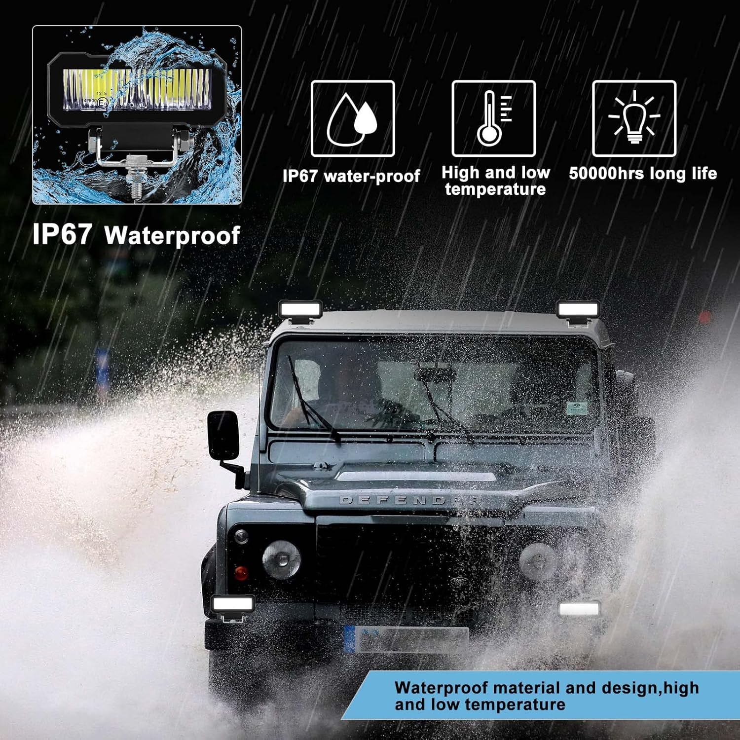KAWELL 20W LED Work Light Bar Floodlight IP67 Waterproof Off Road Motorcycle ATV UTV 4X4 SUV Forklift Truck Tractor Boat