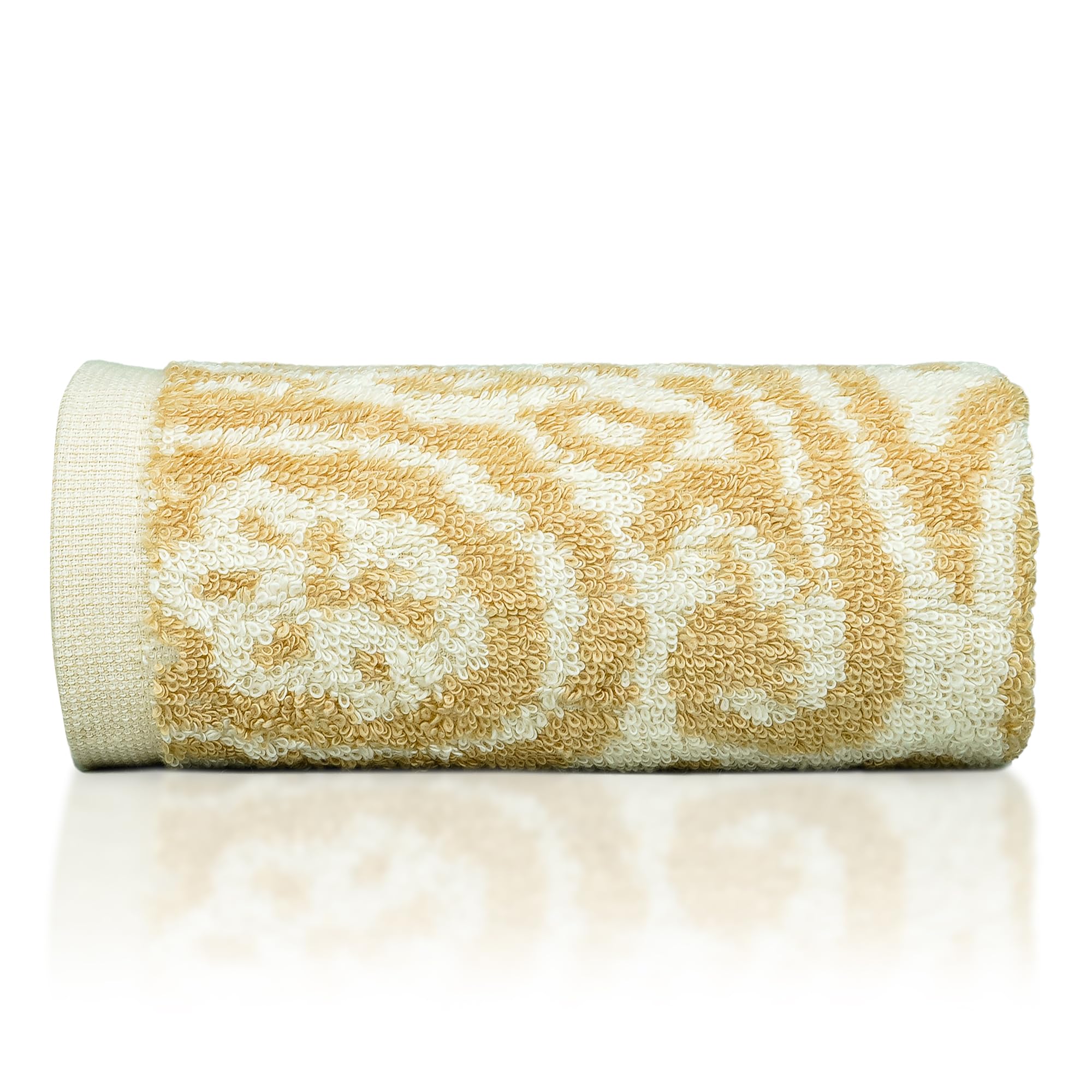 Hand Towel | 100% Cotton Yarn Dyed Design Towel-600Gsm | Soft & Durable | Absorbent & Quick Dry | Ideal For Everyday Use (Beige, Hand Towel-50x70cm)