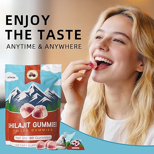Miniatura 5 de KIMON Himalayan Shilajit Gummies - Gomitas Shilajit naturales con sabor a uva para hombres y mujeres, potenciador de energía con Ashwagandha y más
