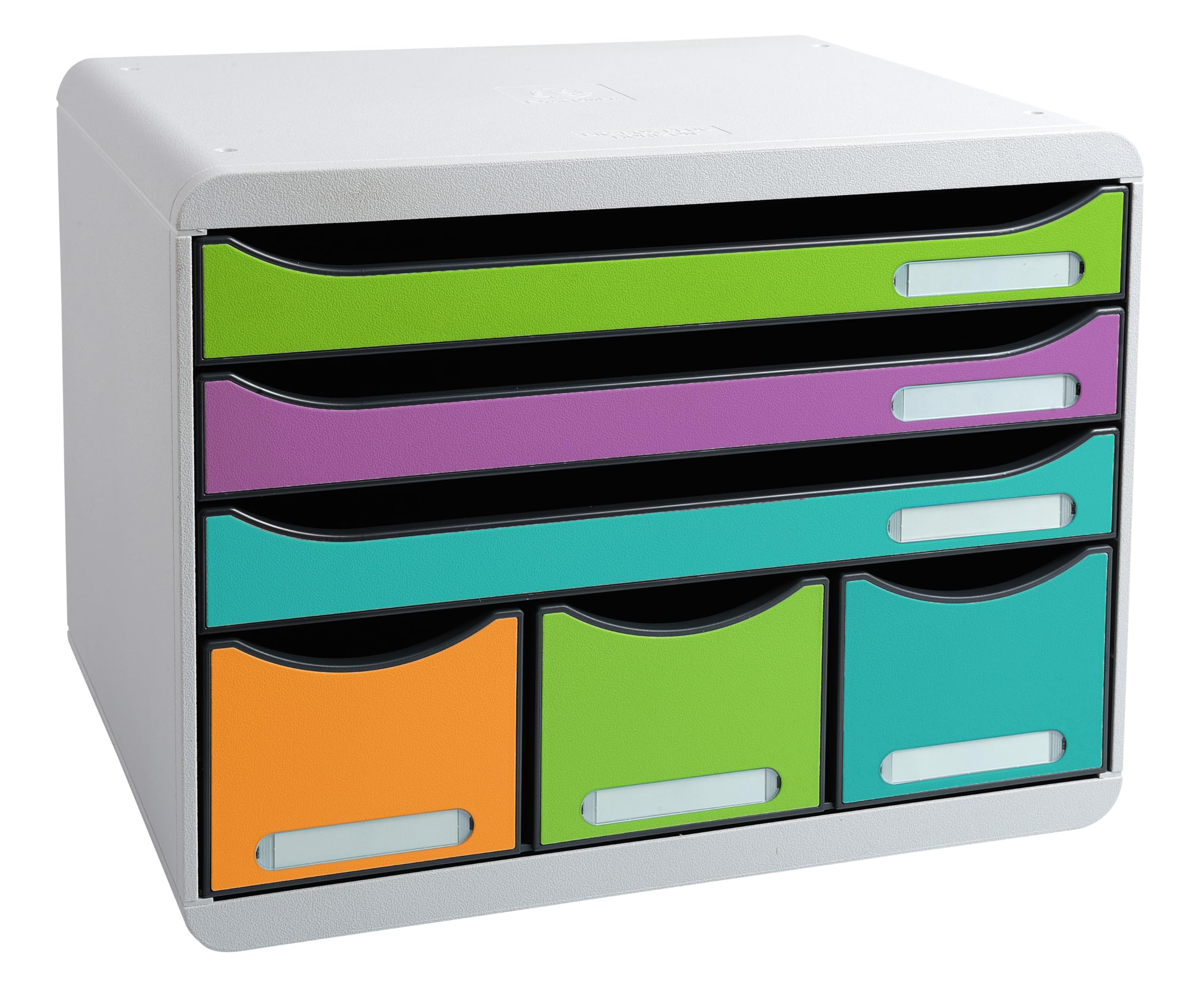 Exacompta - Rif. 306909D STORE-BOX Pop N'Co - Cassettiera 6 cassetti, 3 cassetti per documenti A4+ e 3 cassetti sottili alti, dimensioni esterne: Prof. 27 x 35,5 x 27,1 cm, assortiti