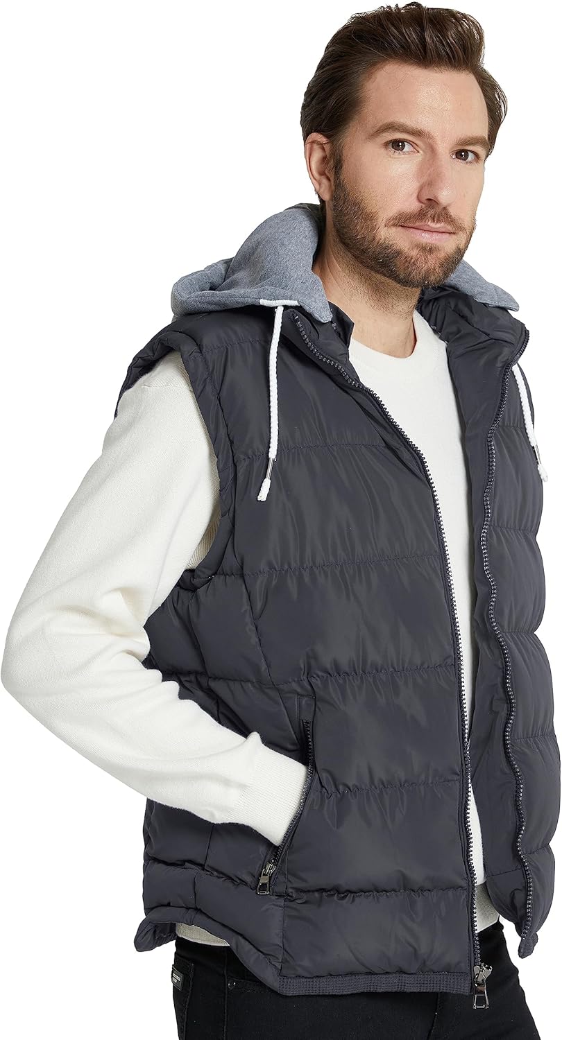 ZSHOW Men's Puffer Vest Removable Hooded Vest Outdoor Winter Vest - Image 3