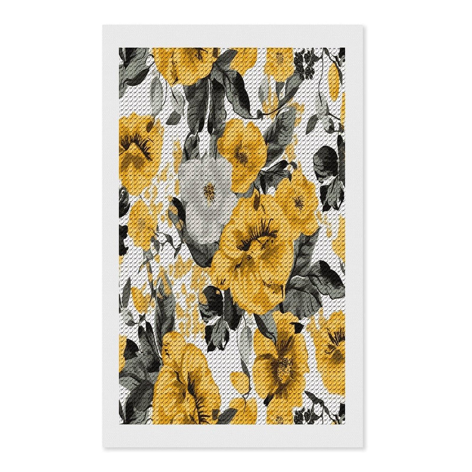 FekiLoot Yellow Rose Diamond Art Kits for Adults Diamond Painting Kits for Beginners DIY Diamond Art Kits Round Full Drill Diamond Dot Gem Painting for Home Wall Decor Gift 12"x20"