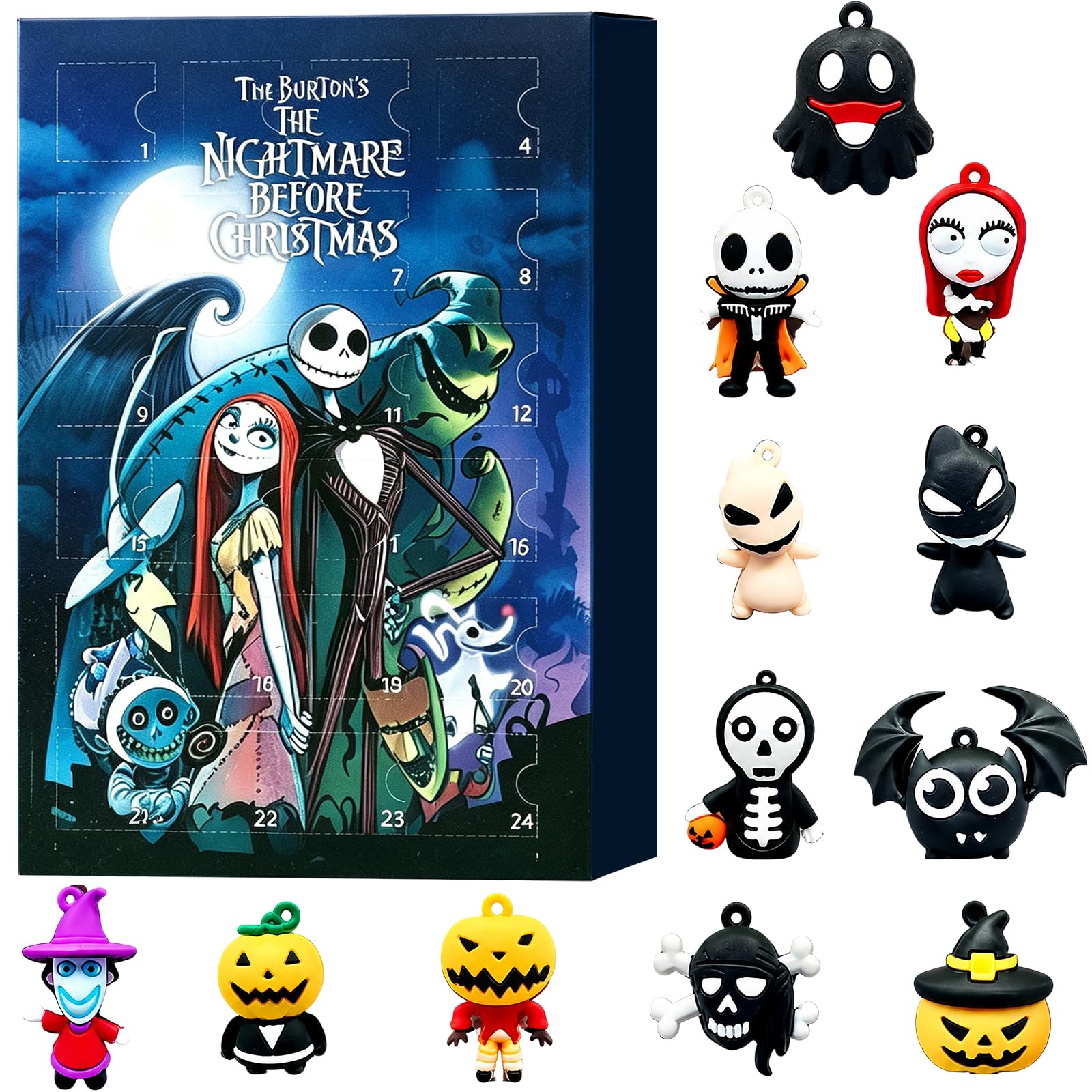 Halloween Advent Calendar, 2025 Halloween Horror Figures, Halloween Horror Atmosphere Ghost Countdown Calendar Contains 24 Toys Blind Box Gifts for Kids