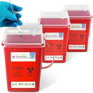 Sharps Container, Sharps Containers for Home Use, Needle Disposal Containers, Sharps Disposal Container, Biohazard Containers, Small Sharps Container - 1 Quart - 3 Pack