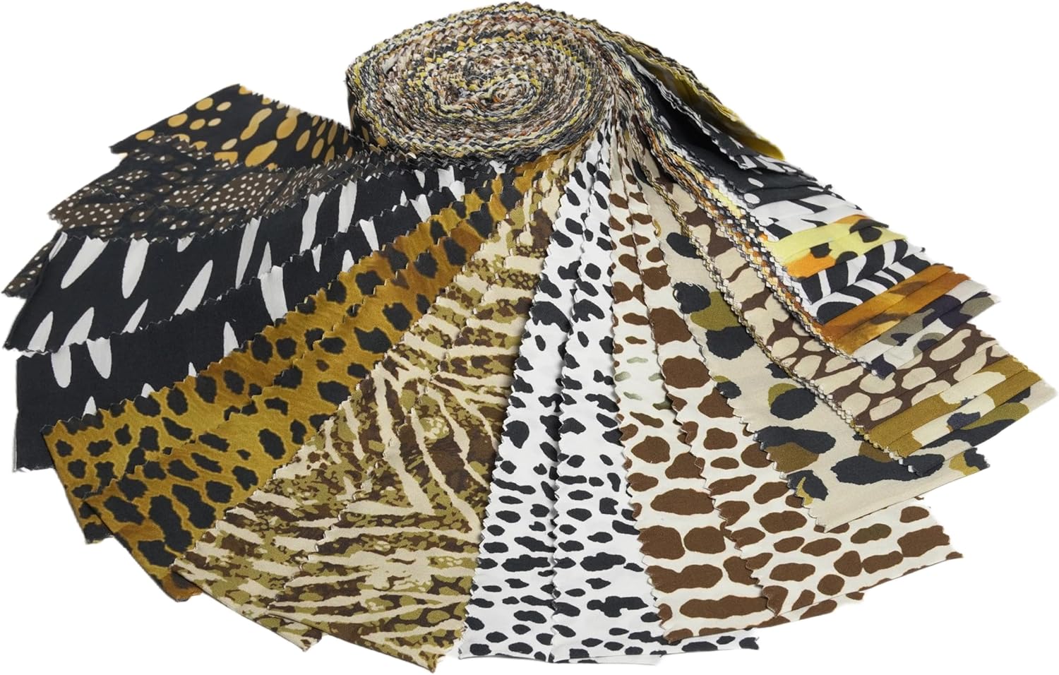 Soimoi 40Pcs Animal Skin Print Precut Fabrics Strips Roll Up 2.5 x 42 inches Cotton Jelly Rolls for Quilting - Multicolor
