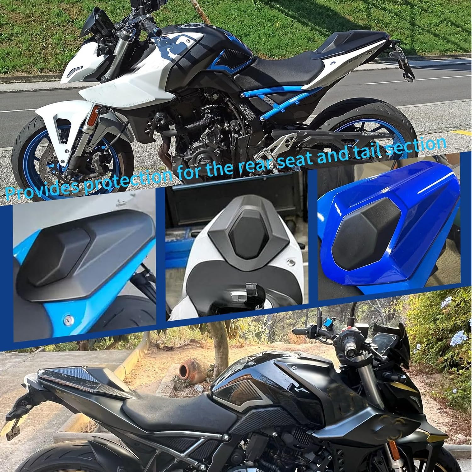 Motorrad GSX8R Sozius-Rücksitzabdeckung, Solo-Verkleidung, passend für GSX-8S GSX8S 2023–2024 GSX-8R Zubehör 2024 2025 (Hellschwarz)