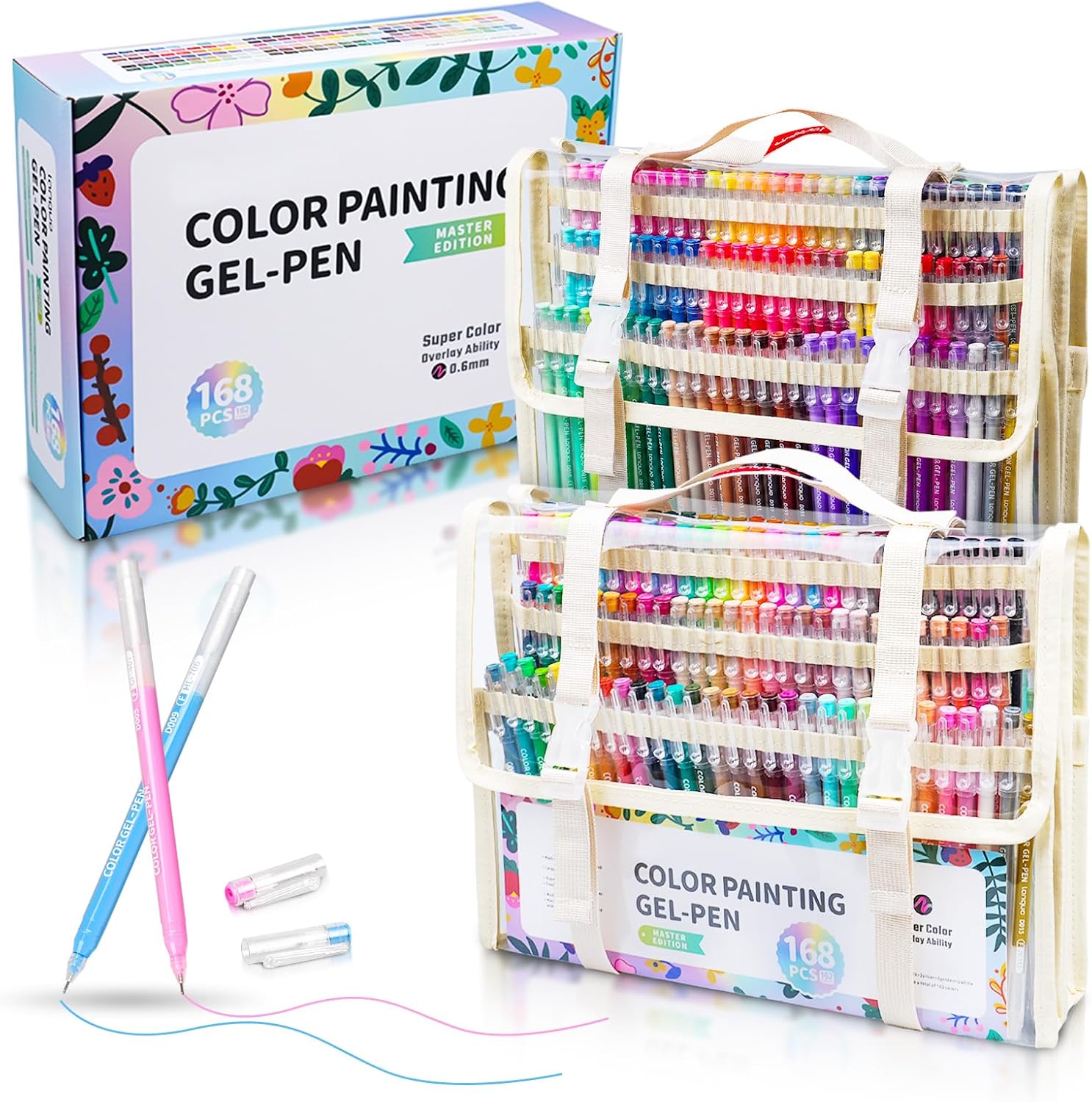 Inkspire 252 Pack Acrylic Gel Pens for Coloring with Travel Case