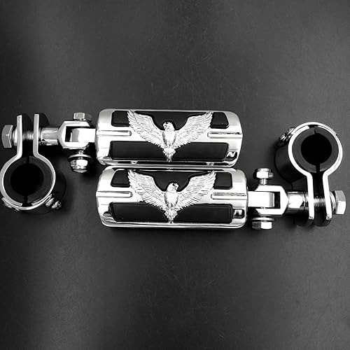 Miniatura 6 de XKH - Eagle Hawk Shape 1" 1-1/4" Highway Stiletto 4475 Pinzas de pie compatibles con Honda GoldWing GL1800 1500 1100 1200 Cuerpo cromado de goma