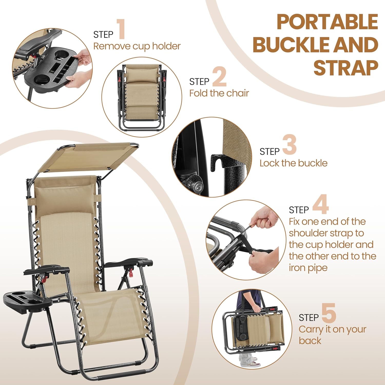 Step-by-step guide for folding and carrying the chair
