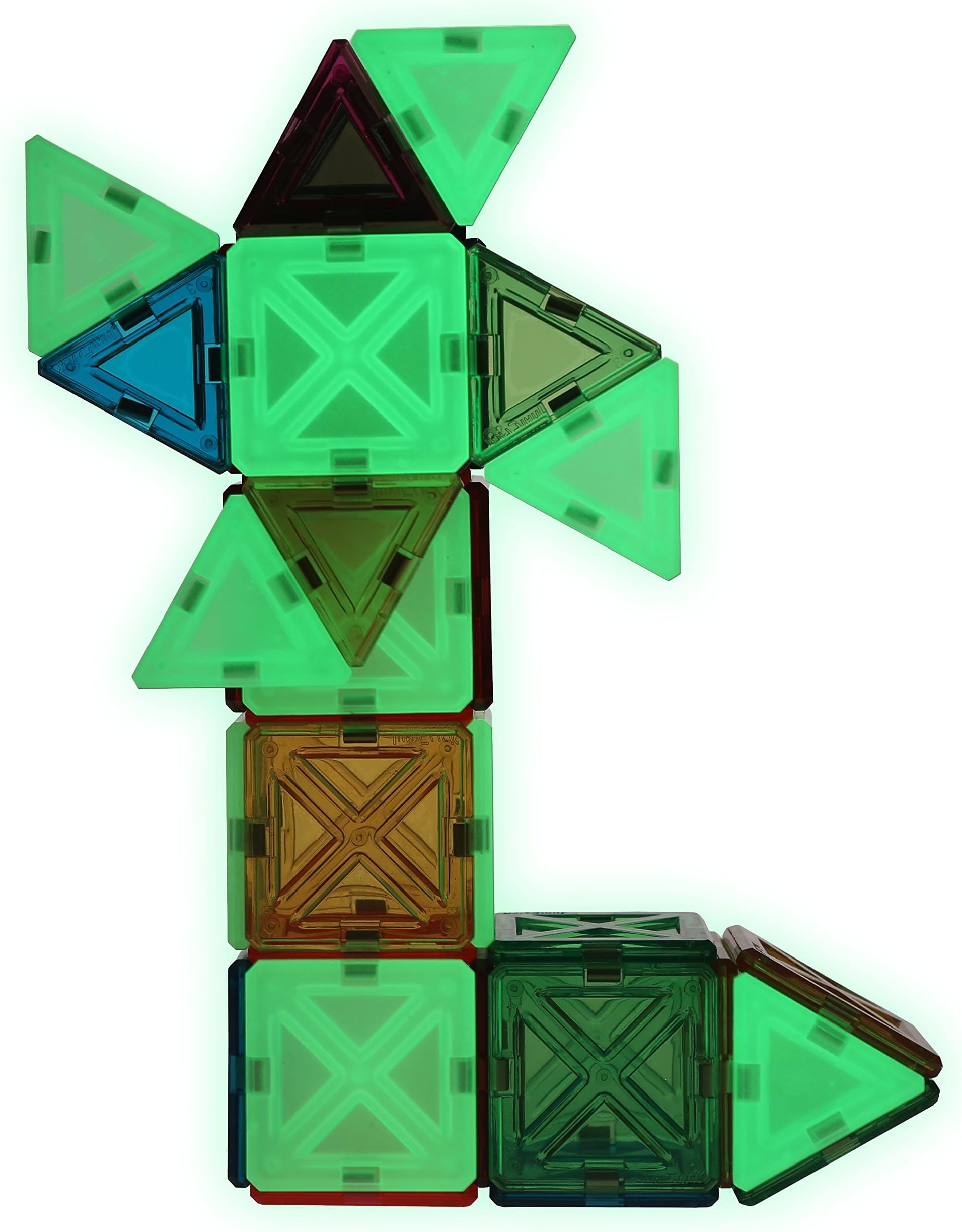 JuniClick Translucent Magnetic Building Mini Tiles, 54 Piece Starlight Set