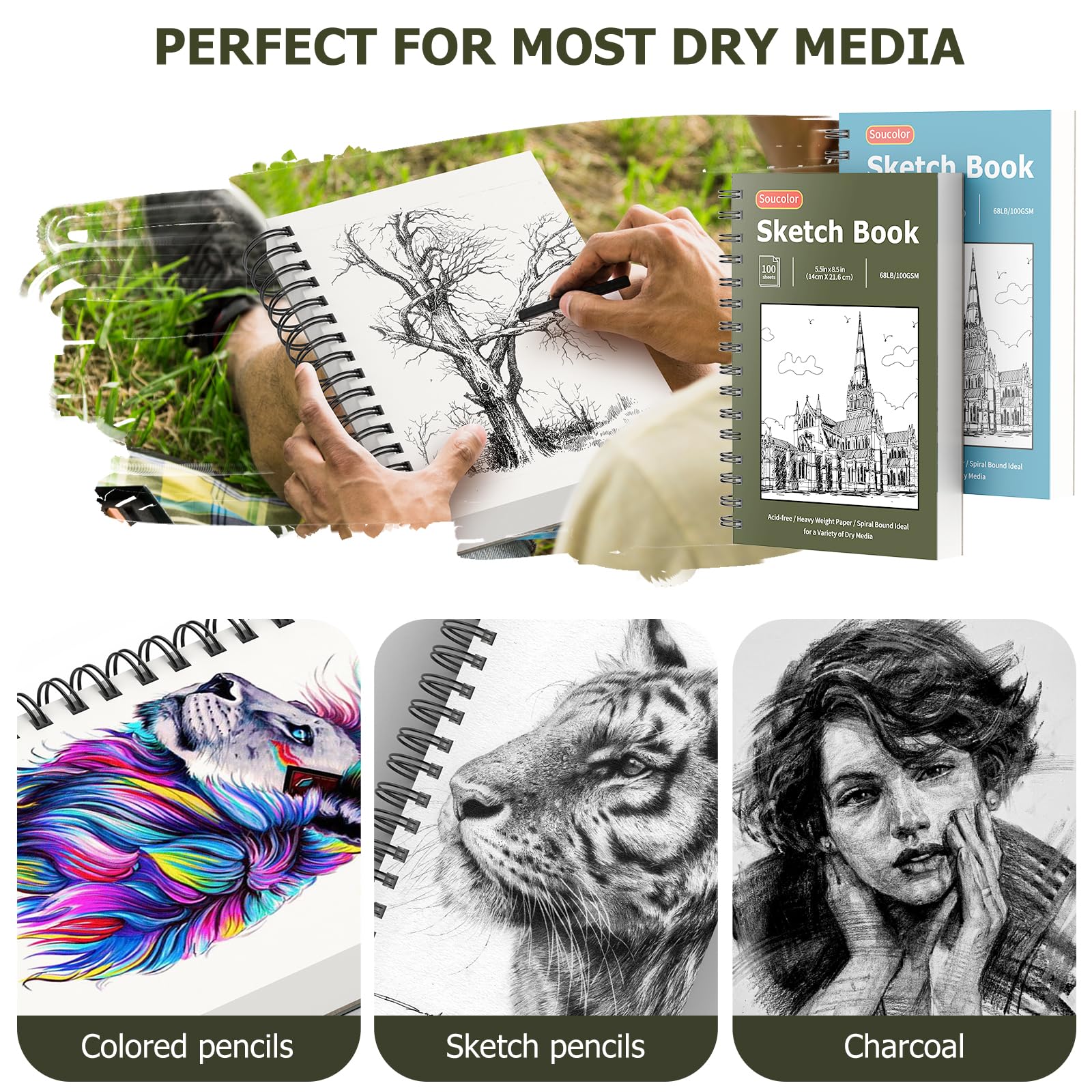 Soucolor Sketchbooks - 2 Pack Mini Sketch Books -4