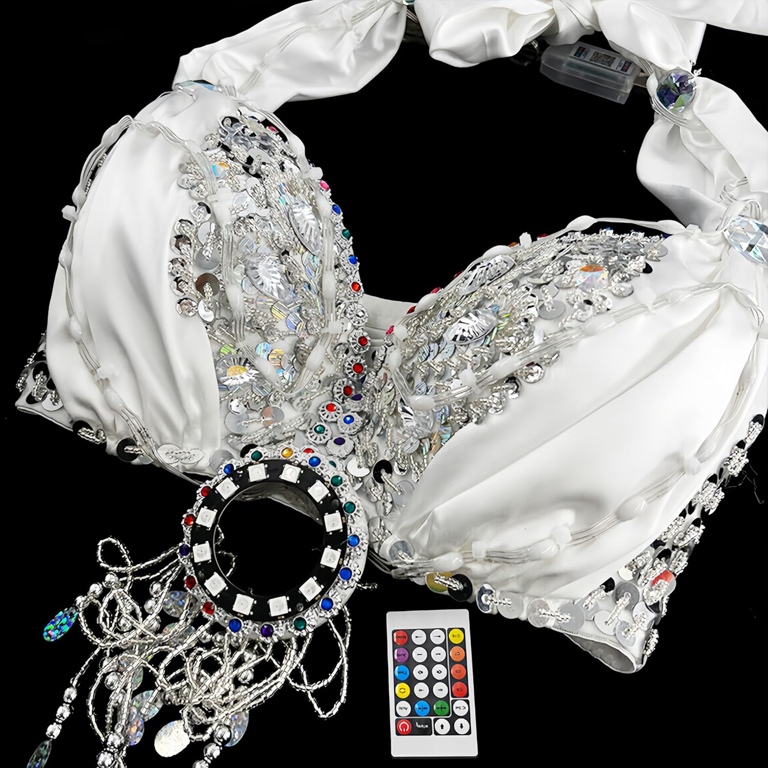 LED Bra Luminous Bra APP Control Light Up Glowing Bra for Belly Dance Night Club Show DJ Performance Stage Wear