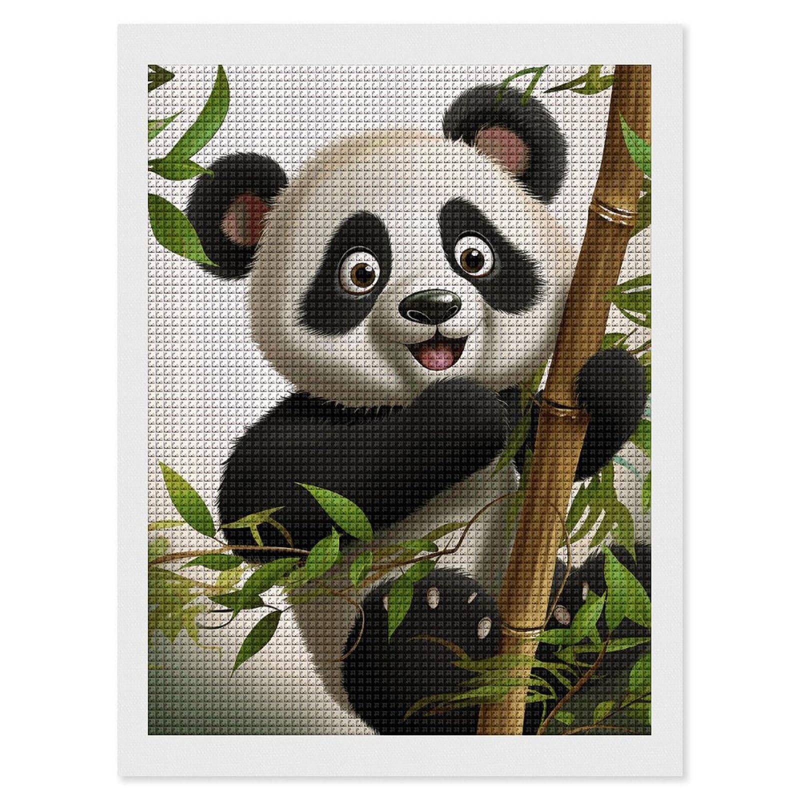 Panda Climb Tree Diamond Art Kits for Adults, DIY 5D Diamonds Painting Kits for Beginner, Round Full Drill Diamond Dots Painting, 12"x16" Diamonds Pictures Gem Art and Crafts Wall Decor