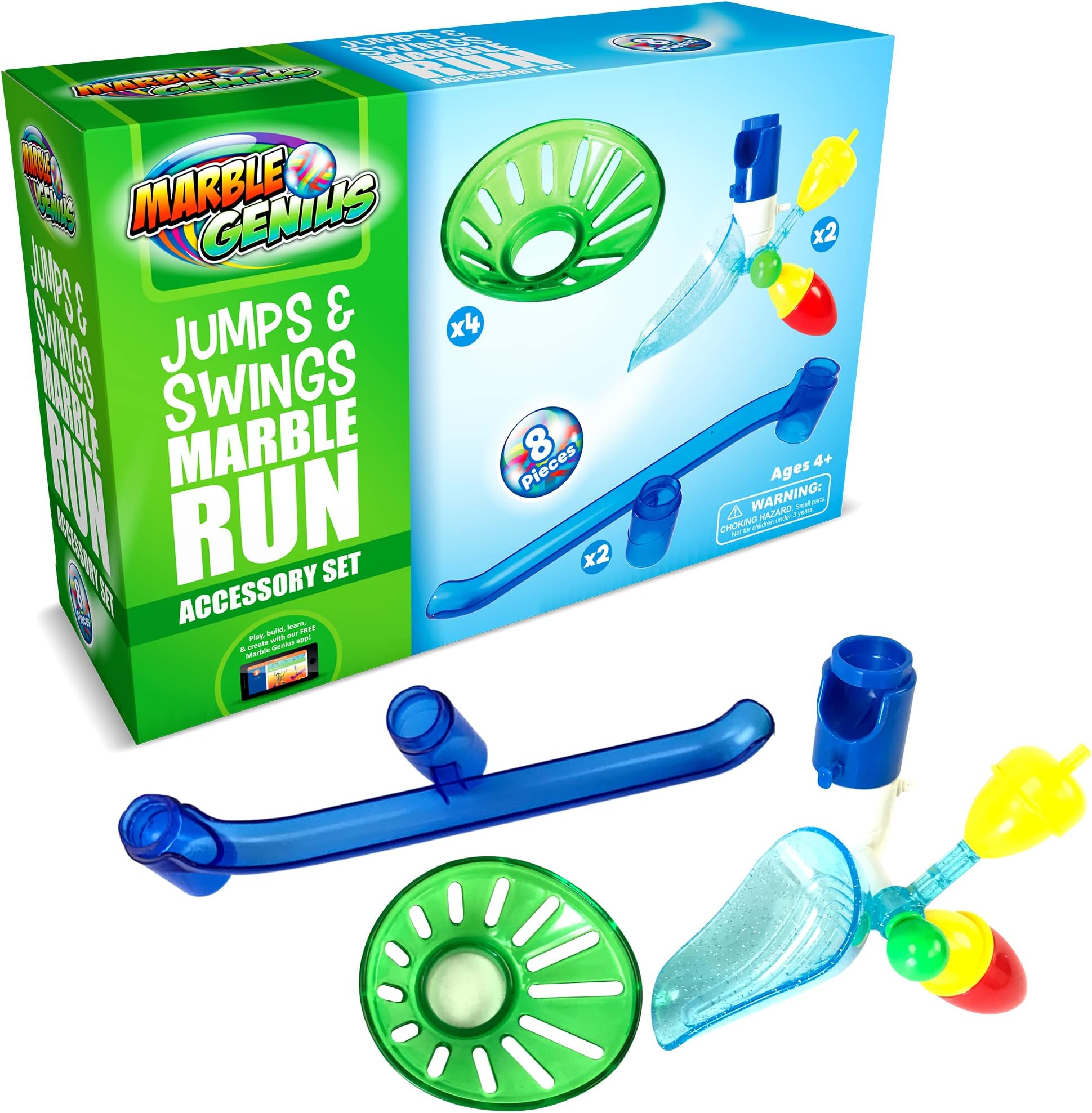 Marble Genius Jumps & Swings Marble Run Accessory Set - STEM