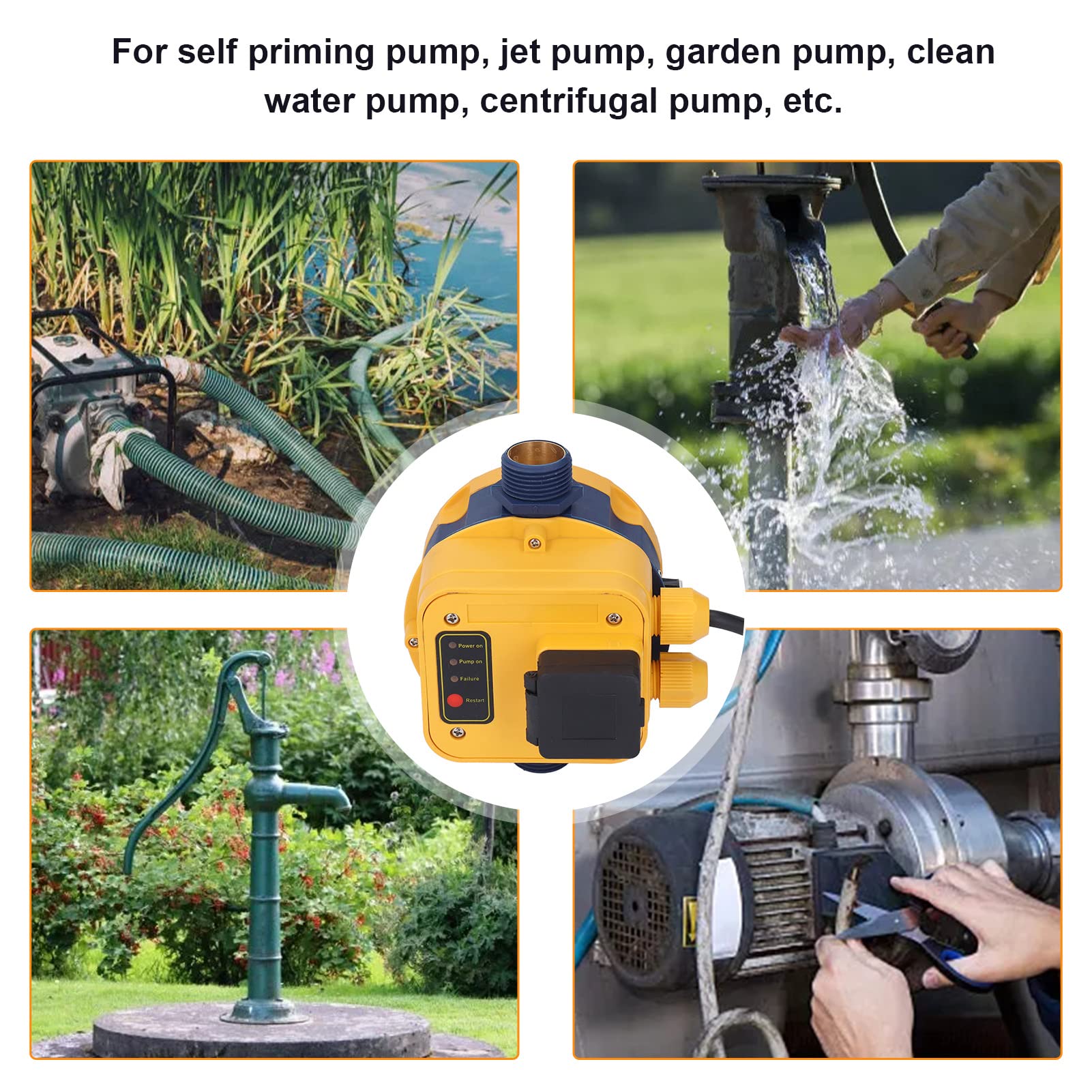 G1in Automatischer Wasserpumpen Druckschalter 1,5-3,0 bar Startdruck IP65 10A Elektronischer Druckregler für Selbstansaugende Pumpe, Strahlpumpe, Gartenpumpe(220-240v)