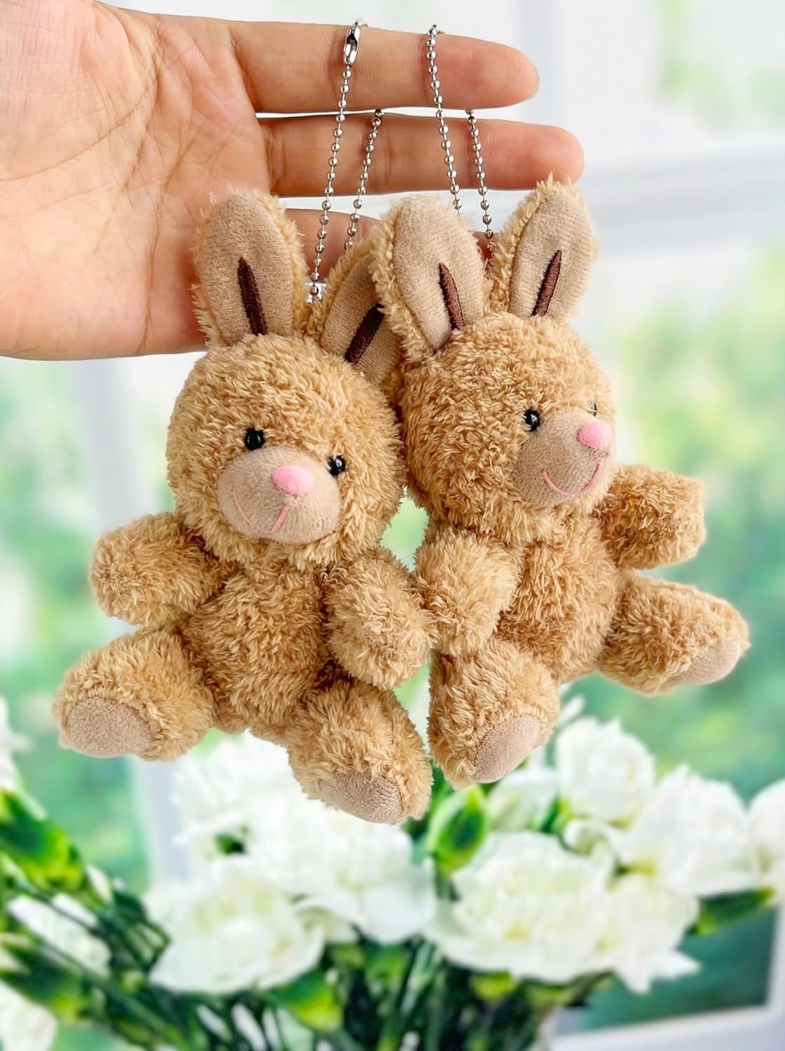 12 PCS Small Brown Stuffed Plush Bunny, Easter Bunny Stuffed Animal Gift Bulk 4.7 Inch Mini Bunnies for Birthday Baby Shower Party Favor Gifts Classroom Rewards (Classic-Brown Rabbit)