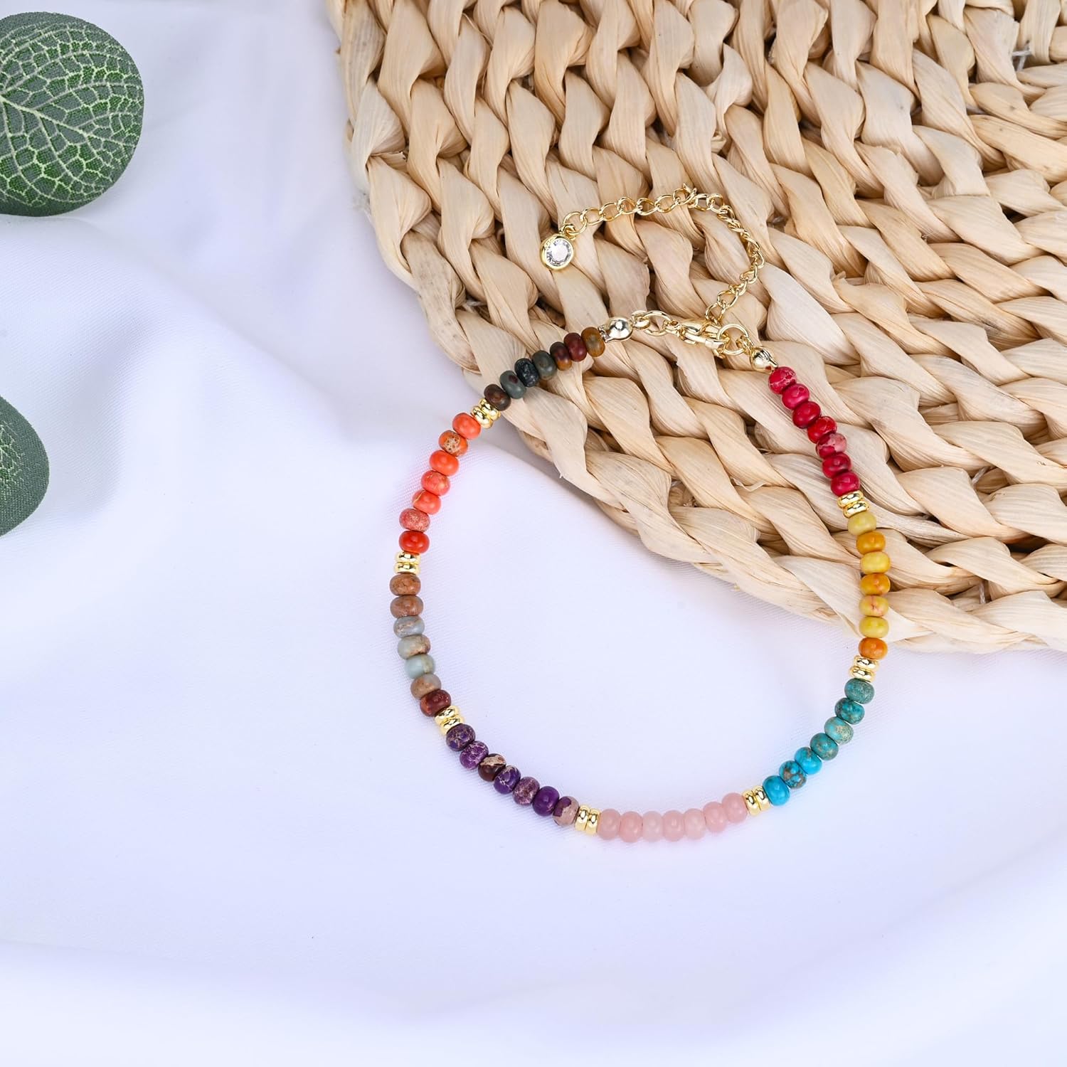 Natural Stone Beaded Anklets Bracelets for Women Handmade Beaded Anklet Bracelet Waterproof Boho Beads Ankle Bracelet Adjustable Summer Jewelry - Image 5