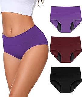 Incontinence Underwear for Women, 100ML Period High Waisted Leakproof Washable Protective Briefs for Postpartum Bladder Leak Cotton, 3 Pack (Multicolor02, XX-Large)