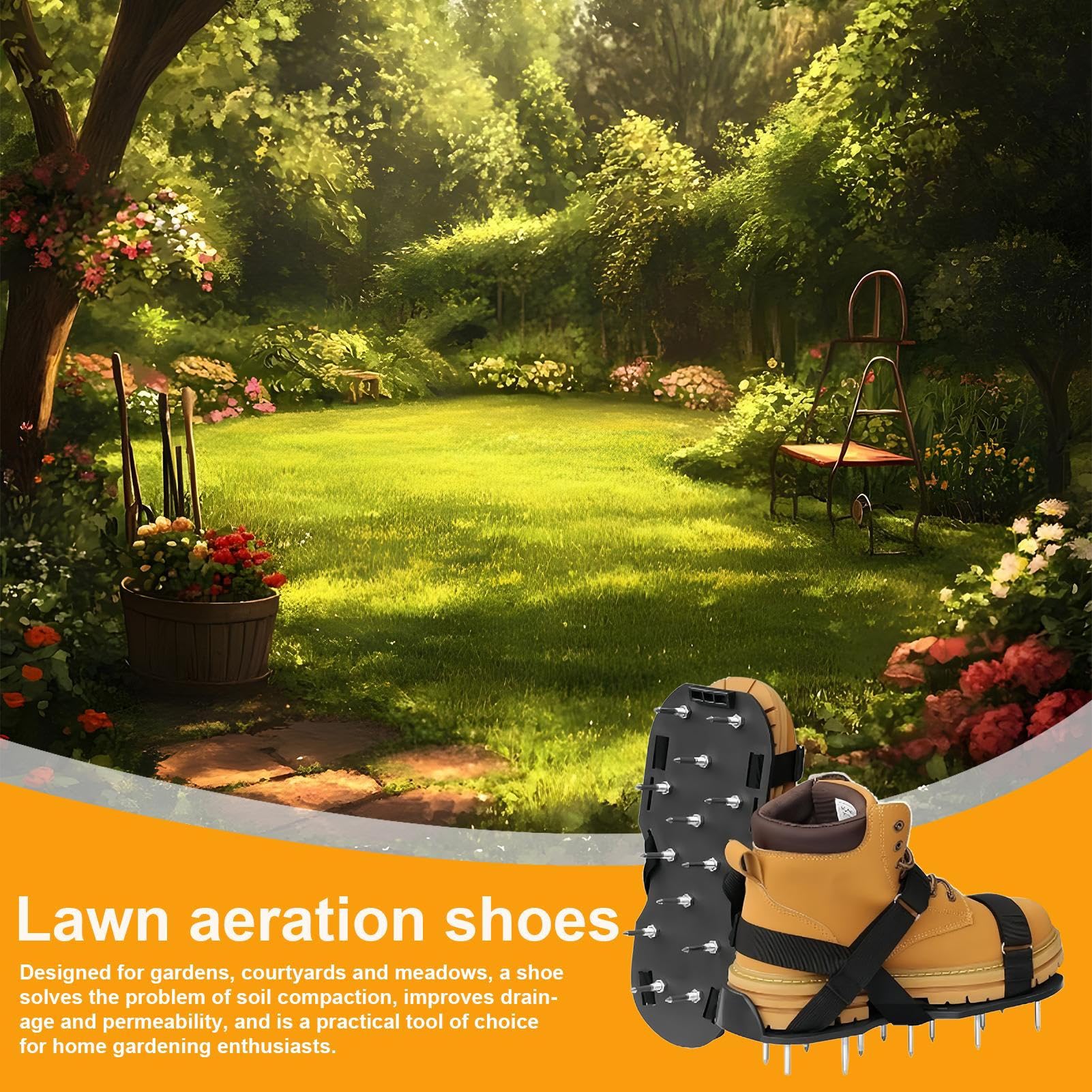 Chaussures d'aération pour l'entretien de la pelouse Outil d'aération du