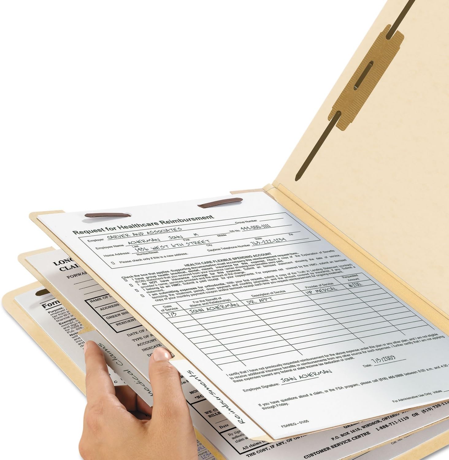 Smead Classification File Folder, 2 Dividers, 2" Expansion, 2/5-Cut Tab, Legal Size, Manila, 10 per Box (19000)