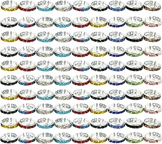 100 Pcs Multicolor Rhinestone Beads, Fancy Glitter Wave Diamond Crystal Bead 12mm Bulk Spacer Beads,Crystal Bead for Bracelet Jewelry Making/Crafting（Straight Style）