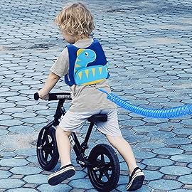 Accmor Toddler Harness with Leash, Cute Dinosaur Kids Harness + Anti Lost Wrist Link, Mini Child Harness Leash Wristband Strap Belt Protector for Baby Boys Girls to Outdoor Travel (Blue)