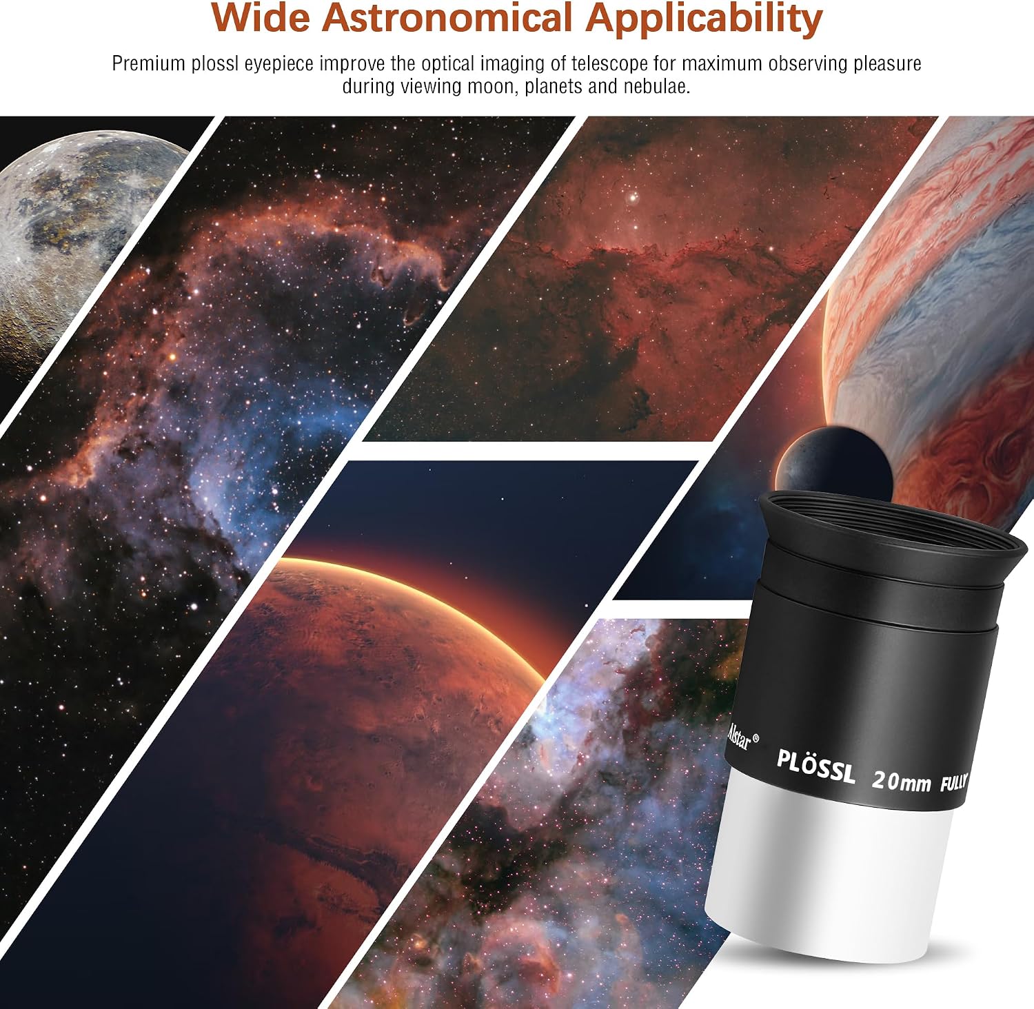 Alstar 1.25 Inch Plossl Telescope Eyepiece - 20mm Fully Multicoated Optical Lens for 1.25inch Astronomic Telescope and Astronomy Filters - 4 Element Plossl Design