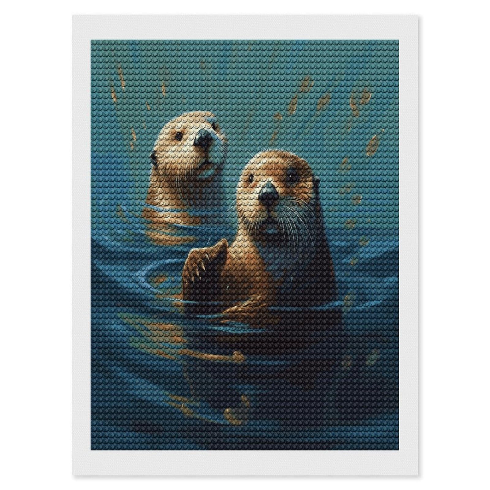 LDGSUPH Sea Otters Painting Diamond Painting Kits for Adults Paint with Diamond Pictures Art DIY Full Drill Diamond Dots Painting Personalized Diamond Photo for Home Wall Decor Gift 12"x16"