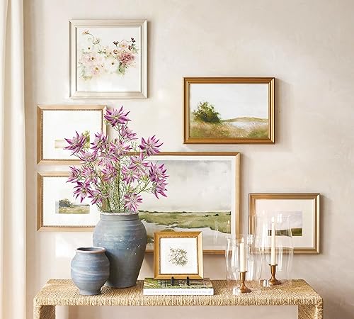 Miniatura 6 de Hollyone 3 piezas de flores artificiales moradas de seda de 26.3 pulgadas, flores falsas de protea con tallo largo, ramas de arreglo de flores