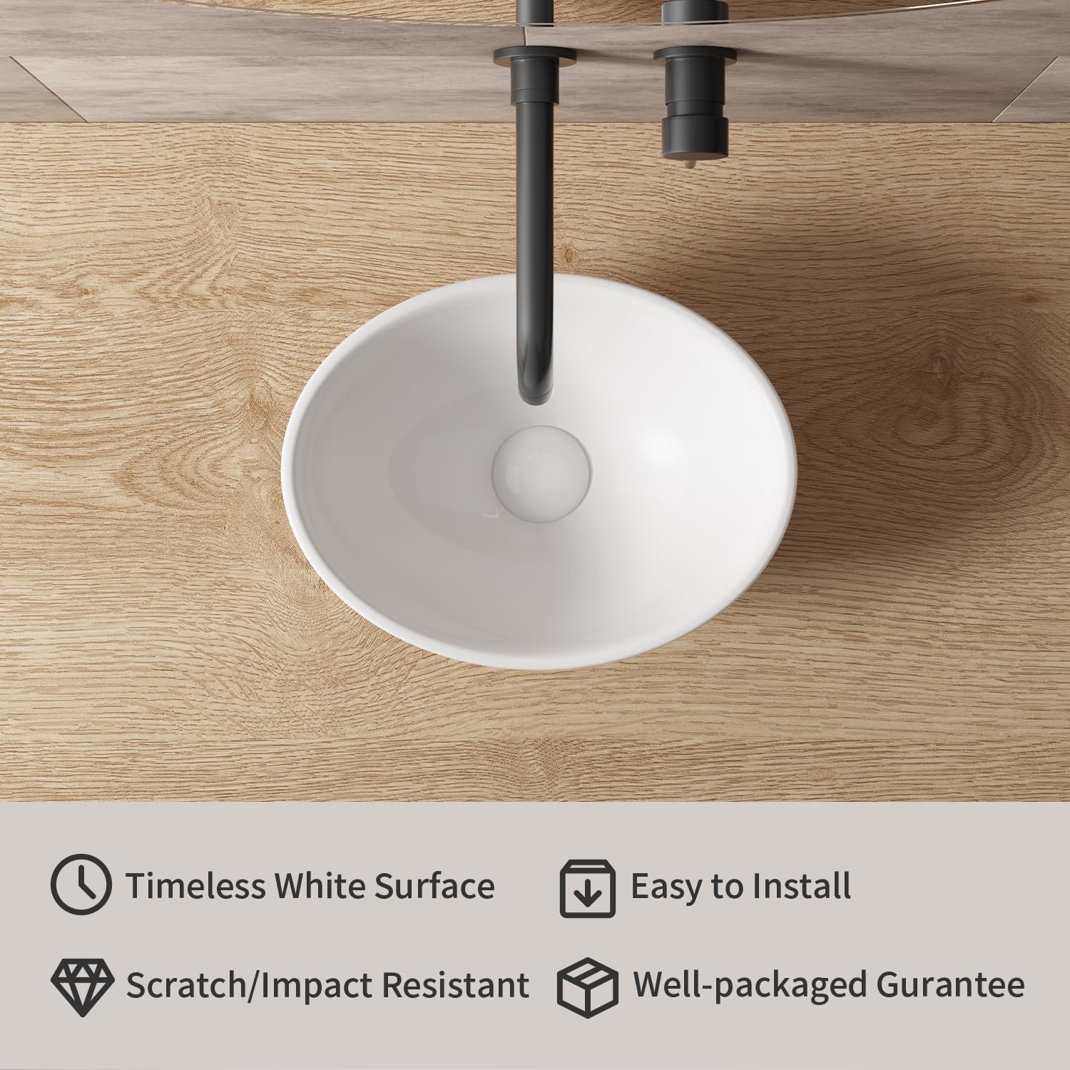 Small Bathroom Sink Above Counter, OCEALAGOON 13″x10″ Mini Oval Vessel Sink, Porcelain Ceramic Bowl Sinks for Bathrooms, Tiny White Bathroom Sinks for RV Powder Room Camper