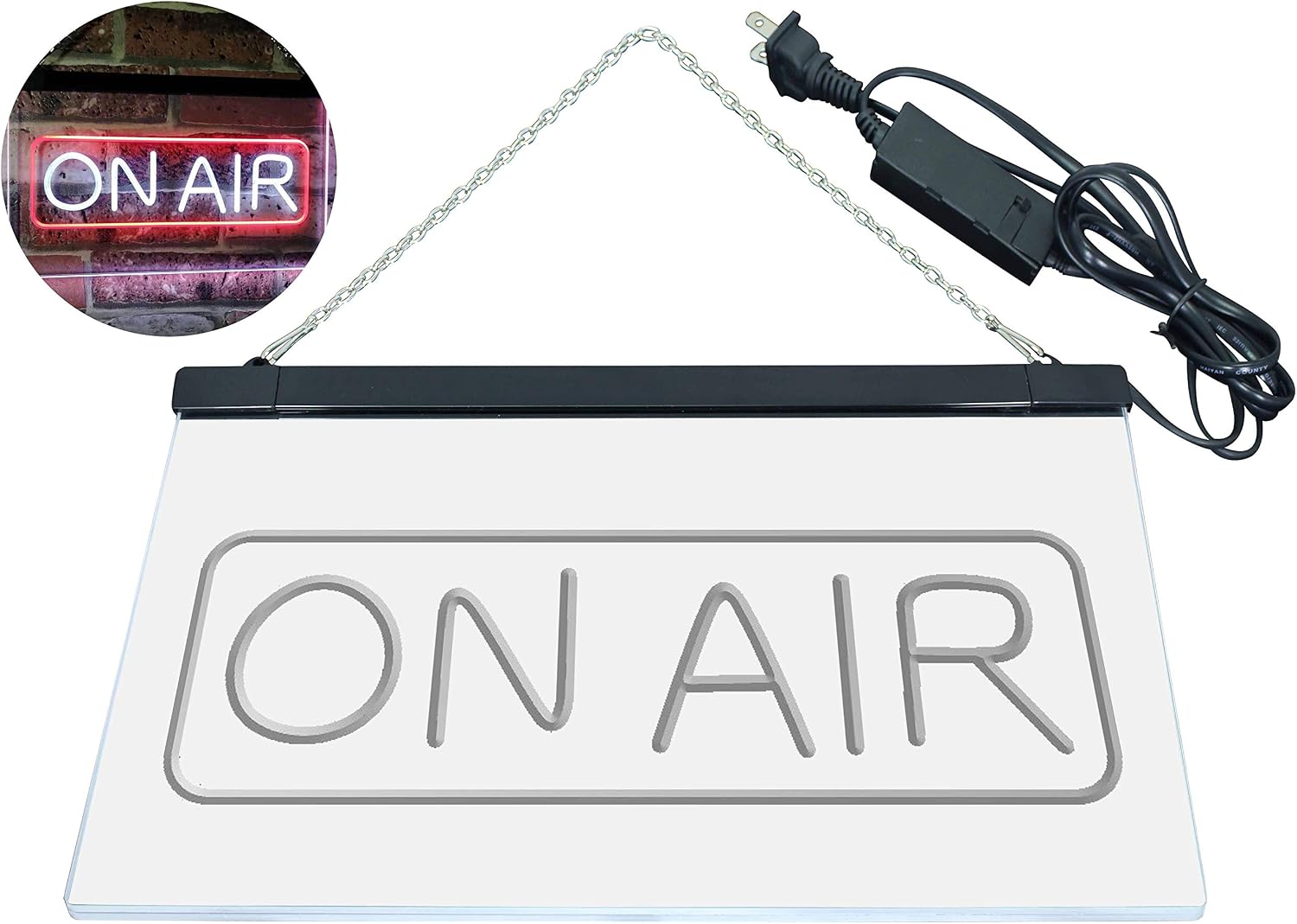 ADVPRO On Air Signal Recording Studio Room Decoration Dual Color LED Neon Sign White & Red 12" x 8.5" st6s32-i2480-wr