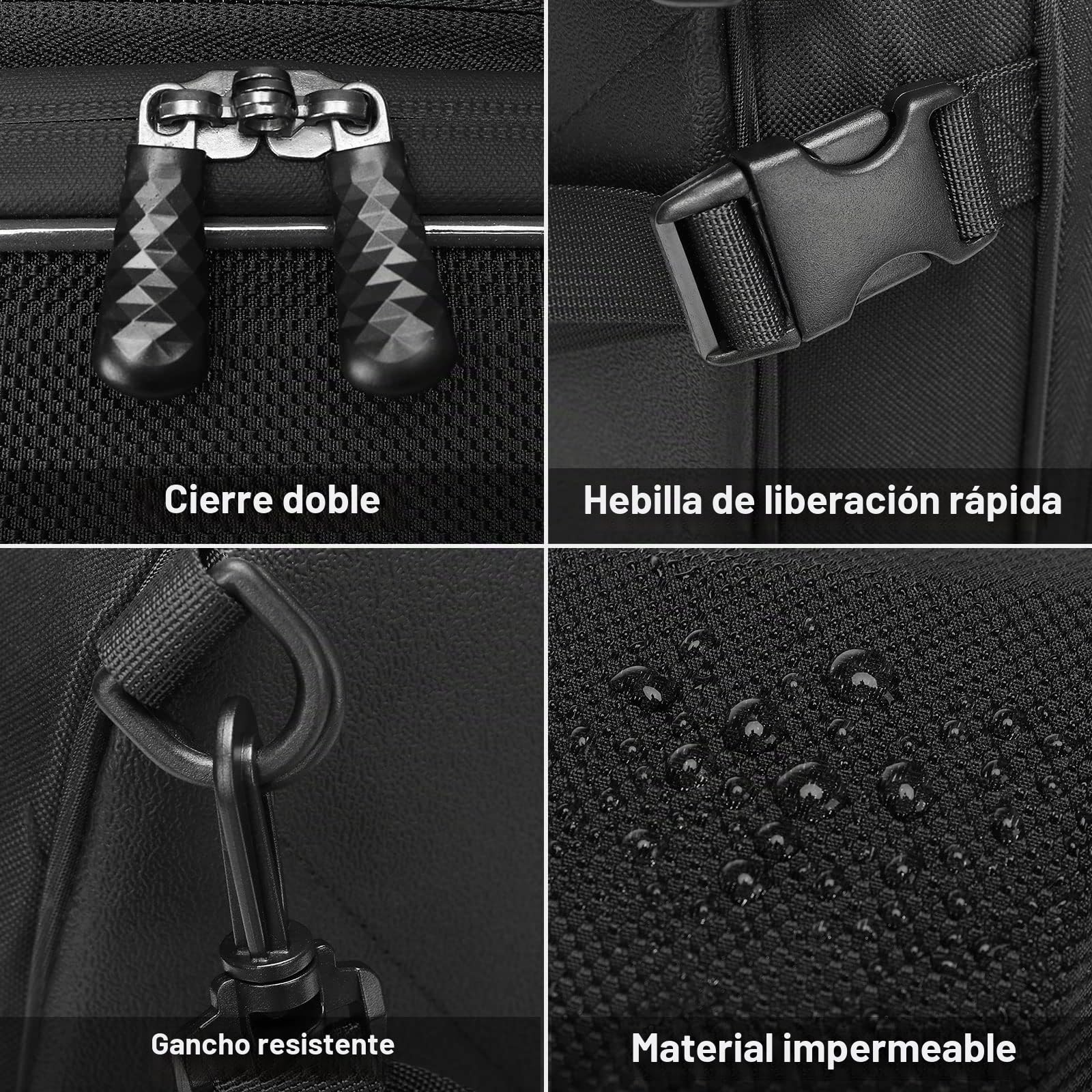MOSISO Motorcycle Tail Bolsa, Mochila Moto Bolso Casco con Capacidad Ampliable 20L-28L, Impermeable Moto Asiento Trasero Almacenaje Equipaje Tool Gear Bolsa Transporte con Asa&Cubierta Lluvia, Negro