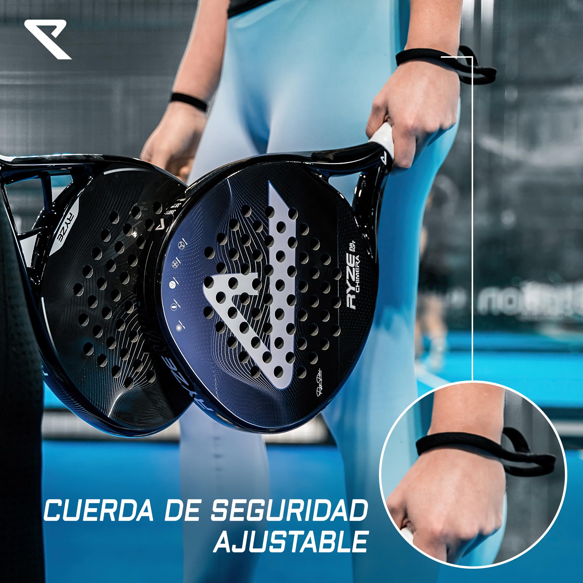 RYZE Pala de pádel en fibra de carbono - Máxima precisión y control - Pala de pádel para adultos - Espuma viscoelástica EVA-15 - Pala de pádel ultraligera de 360 g - Pala de Padel - Funda de