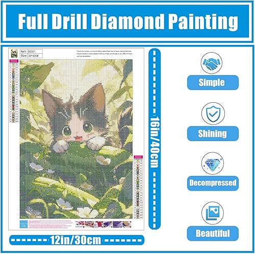 Miniatura 2 de Kits de pintura de diamantes para adultos, kits de arte de diamantes de gato para adultos, kits de arte de gemas de gato para adultos para regalo,