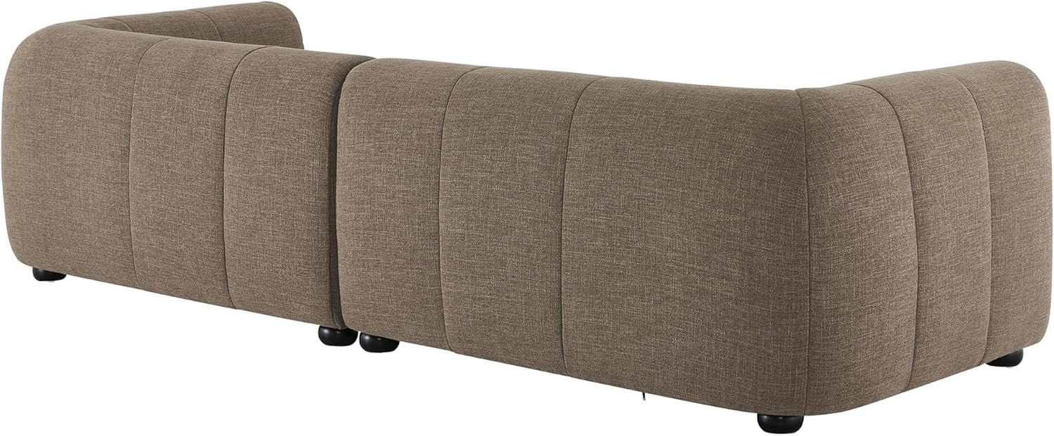 Modway Liana Right-Facing Modular Sofa with Chaise in Mocha - Modern Sectional Sofa Couch Furniture Set - Upholstered Fabric Chaise and Chair for Living Room, Lounge, Apartment