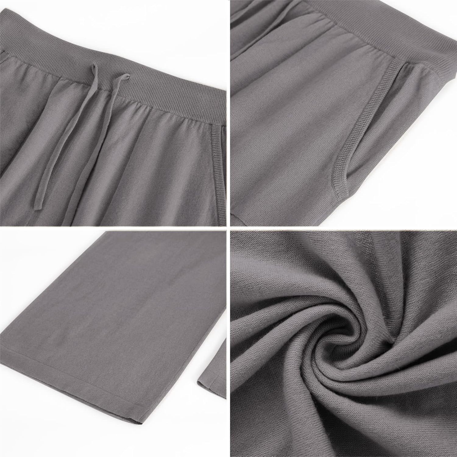 GreenMount Women's Summer Wool Cashmere High Waist Casual Wide Leg Long Pants with Pockets - Image 5