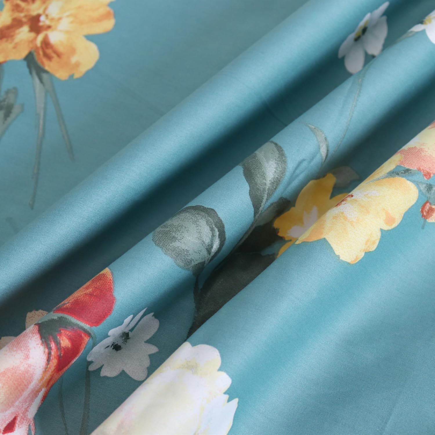 Cotton Twin Flat Sheets Only 1 Pack Teal Pattern Printed Ultra Soft Top Sheets Luxury Softest Flat Bed Sheets Breathable
