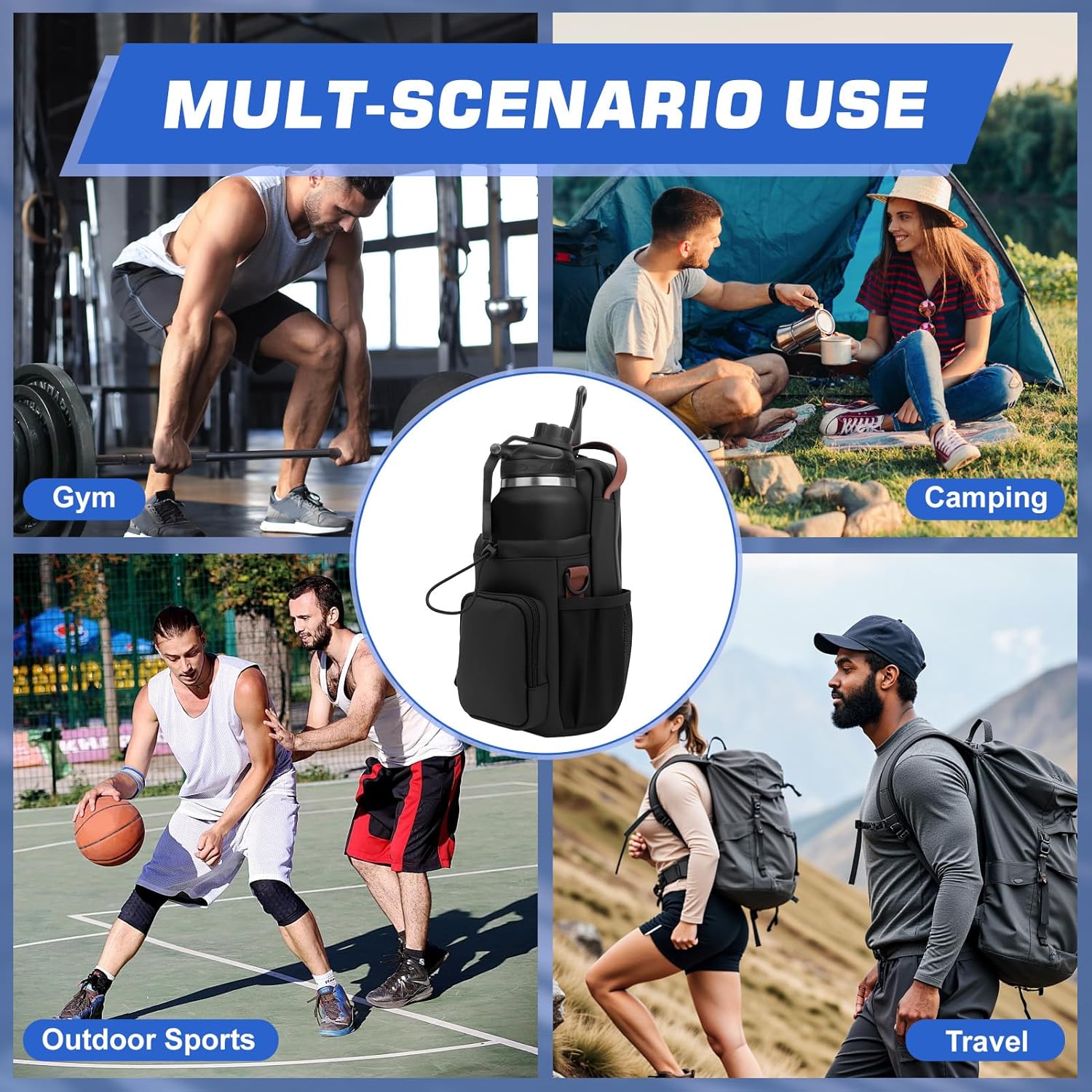 Magnetic Gym Bag for Men and Women, Magnetic Water Bottle Holder with Shoulder Strap, Small Gym Pouch for Sports, Work,Travel, Fitness(Black) - Image 7