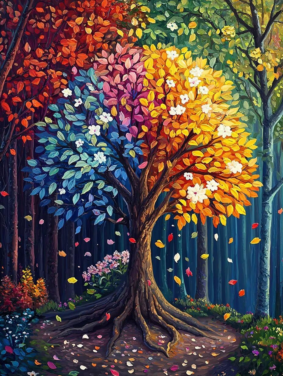 Arbre des quatre saisons Peinture Numero Adulte Kits, 60x80cm m-929