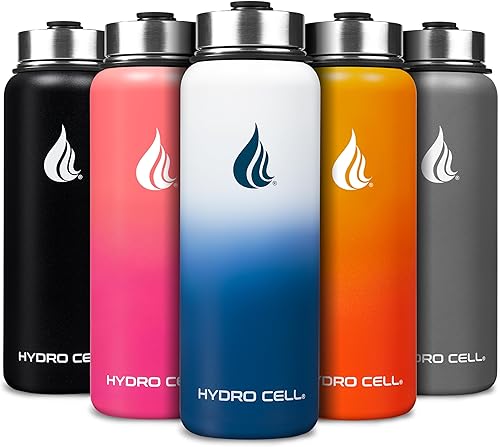Miniatura 82 de HYDRO CELL Botella de agua aislada de acero inoxidable con pajilla, para bebidas frías y calientes, frasco de vacío de metal con tapa de rosca y